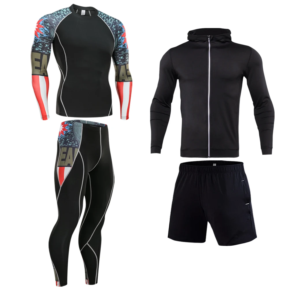 Running Men’s Thermal Underwear Underpants Set Sports Compression Suit Sportswear Men’s Fitness Slim Jogging Basic Layer Set