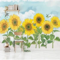 custom any size mural wallpaper 3d simple hand painted sunflower sky tv sofa background wall stickers papel pintado pared tapety