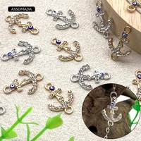 assomada ship anchor gold pendant components for jewelry making bracelet necklace blue eyes beads accessories jewelry findings