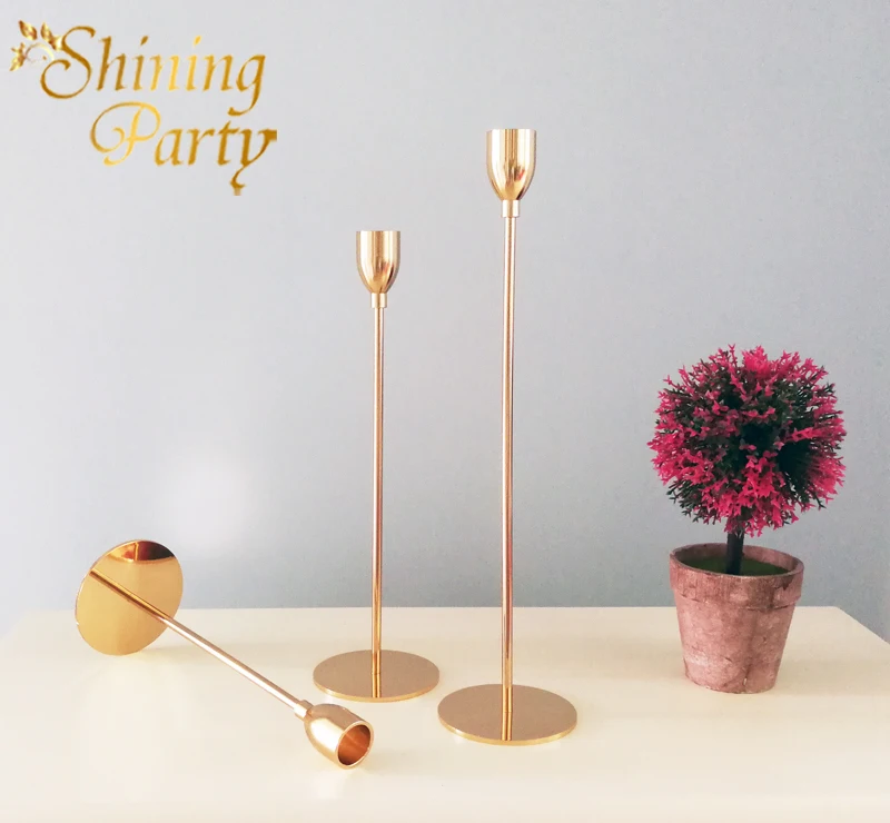Блестящие золотистые металлические подсвечники вечерние Свадебные Центральные