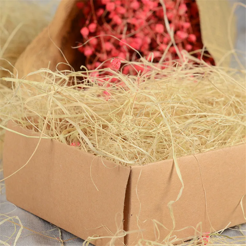 

30g Natural Uncolored Raffia Jute Gift/Wedding Candy Packing Material Box Filler Shredded Crinkle Paper Gift Box Decoration