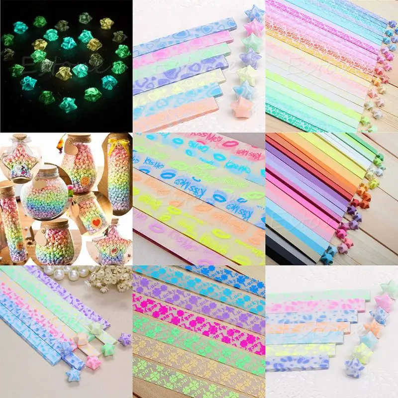 Светящиеся в темноте счастливые звезды оригами складные пластиковые полосы