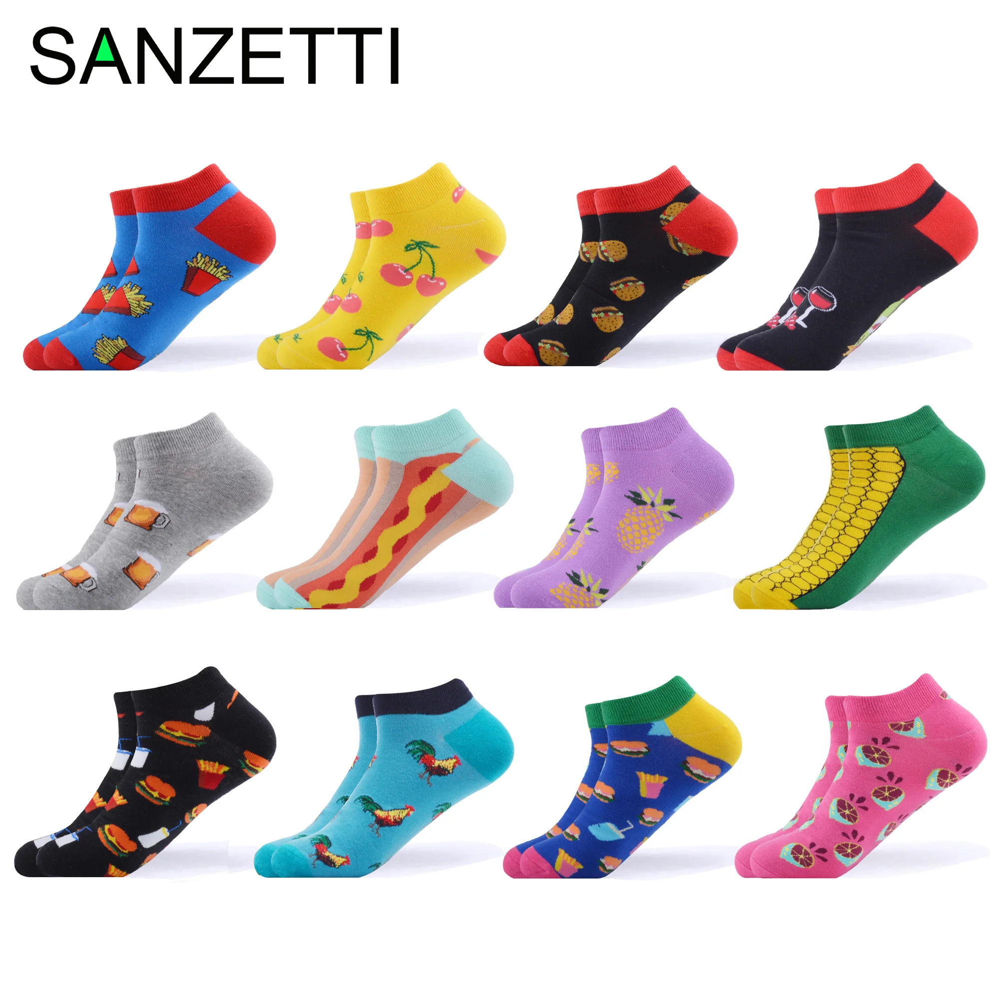 Сланцы SANZETTI партия из 12 пар/мужские летние носки до лодыжки с чесаный хлопковые