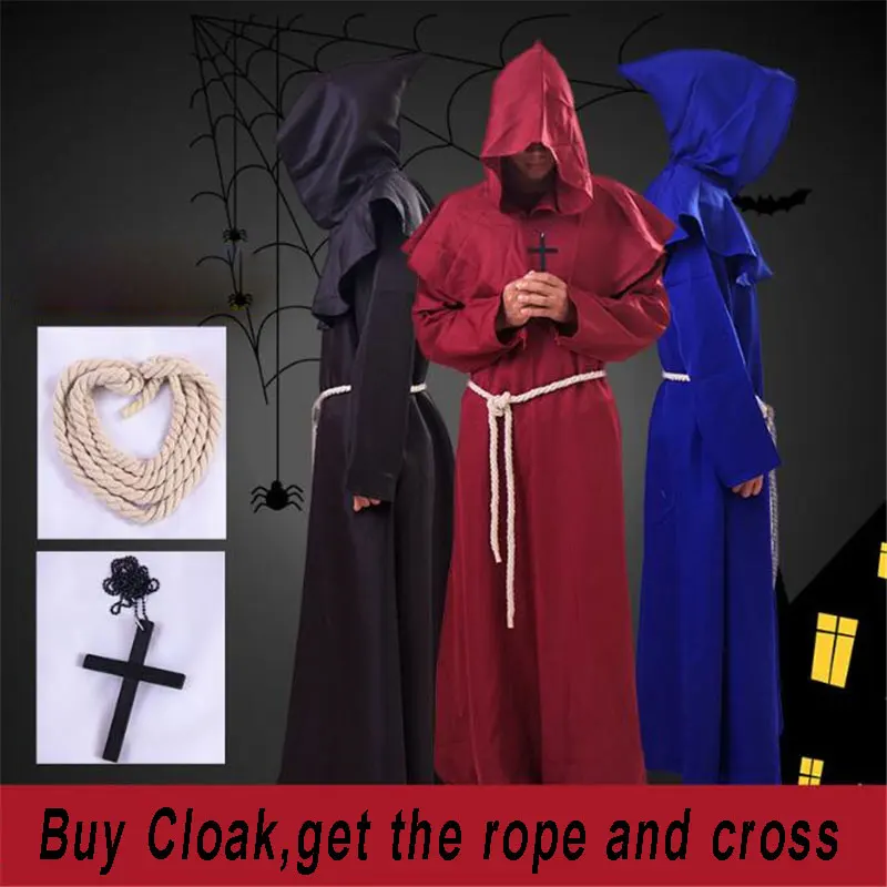 Ataullah/плащ для мужчин и женщин на Хеллоуин, костюм ведьмы, карнавальный костюм, вечерние карнавальные костюмы вампира-призрака DW002