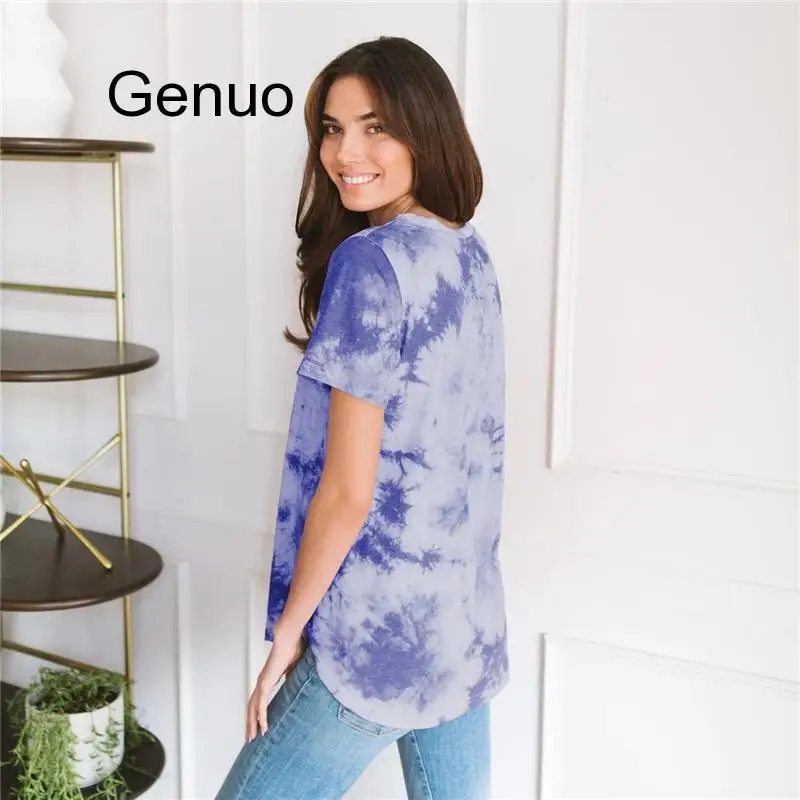 2020 женские тай-дай футболка Повседневная Женская обувь топы летние футболки с