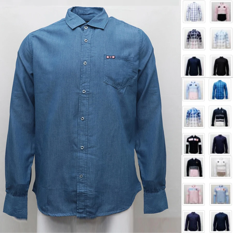 Футболка мужская с вышивкой Eden Jeans хлопковая Повседневная рубашка длинным