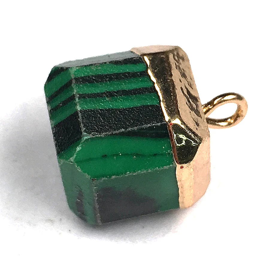 Gold Plated Natural Stone Square Pendant Amethyst Malachite Crystal Jewelry for Women Necklace Making image 5