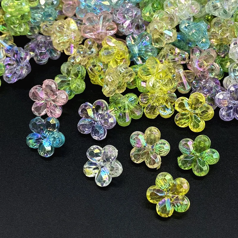 

50 Pcs/lot 12mm Flower Shape Beads AB Color Acrylic Beads for Jewelry Making Handmade DIY Accessories
