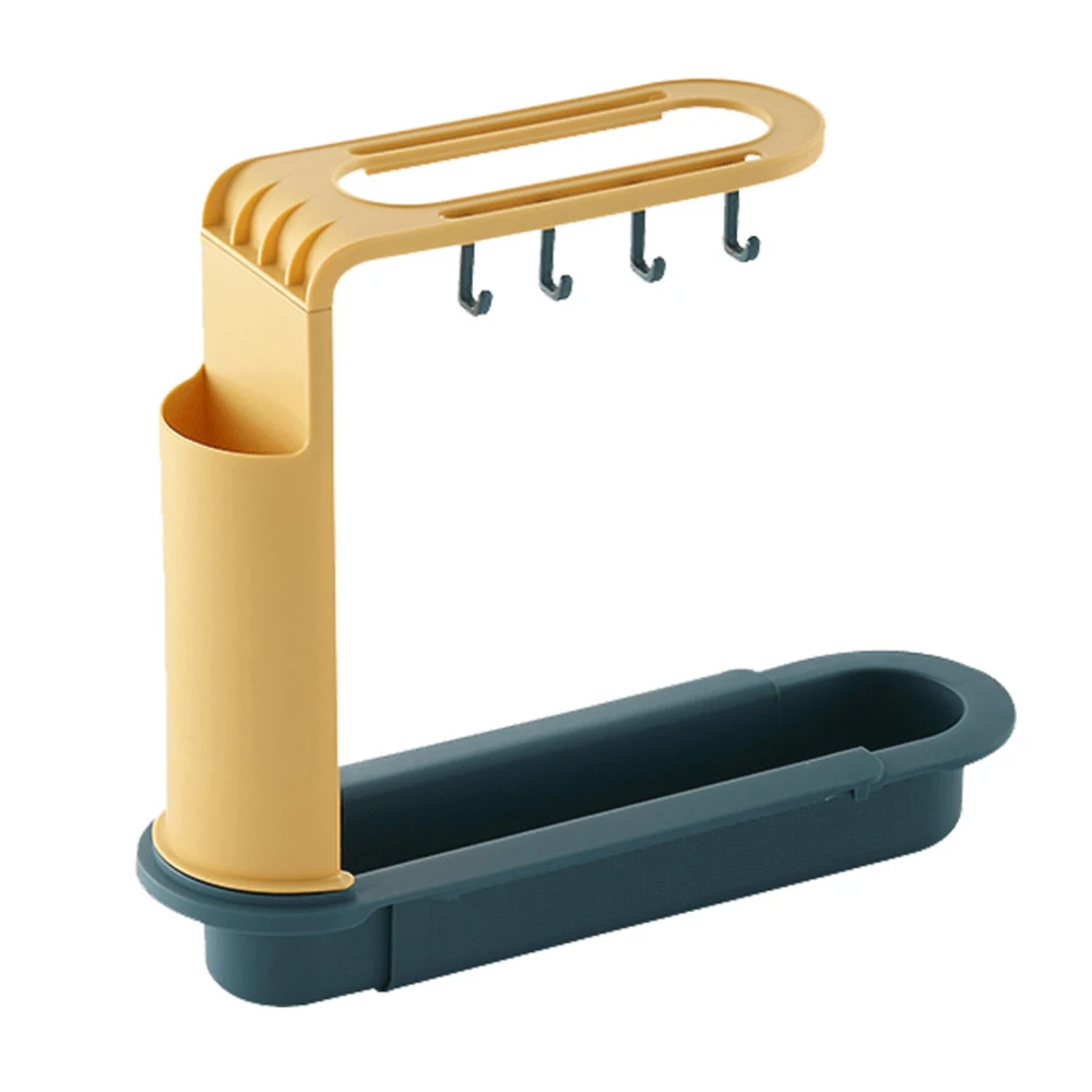 

Adjustable Telescopic Sink Sponge Soap Hanging Holder Kitchen Durable Non-slipping PP Household Drain Storage Basket