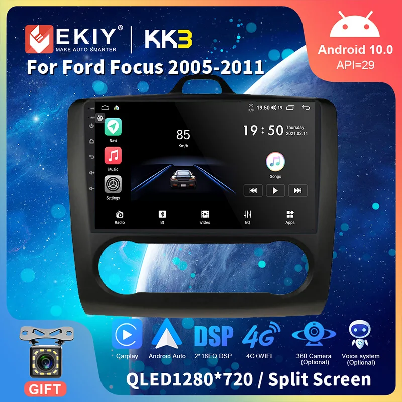 

EKIY Android 10,0 автомобильное радио для Ford Focus 2005 2006 2007 - 2011 GPS-навигация мультимедийный видео плеер для Carplay стерео головное устройство