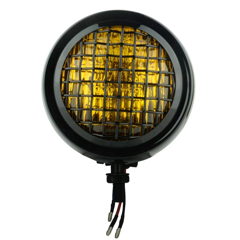Motorcycle head light lamp H4 4-1/2 Inch Retro Headlight with Grill for Harley Honda Yamaha Kawasaki Suzuki Cafe Racer Chopper B |
