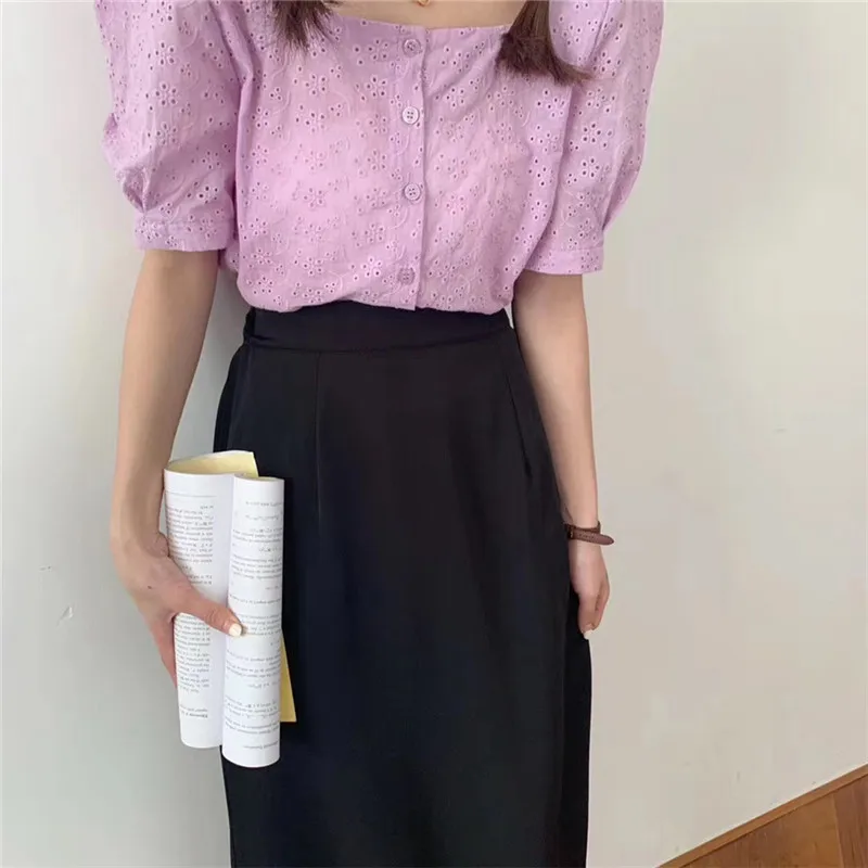 

HziriP New Elegance Summer High-Quality 2020 Hot French Retro High Waist Wide Loosened Leisure All-Match Female A-Line Skirt