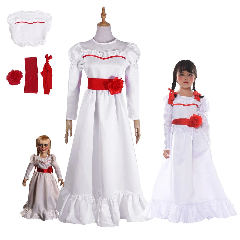 Платье для Хэллоуина девочек кукла Аннабель карнавальный костюм женщин детей с
