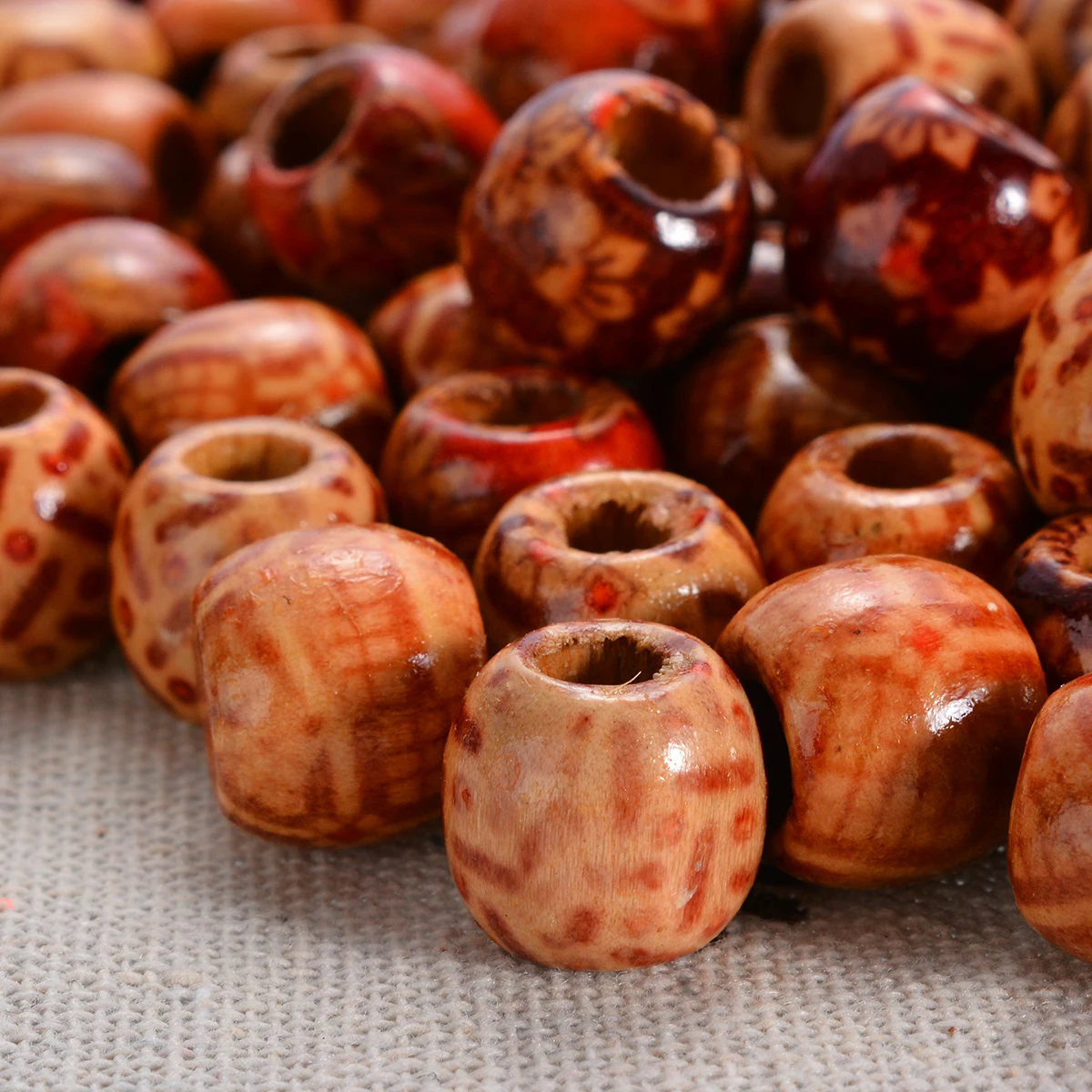 200pcs12mm большое отверстие Бохо деревянные бусины DIY смешанные разбросанные для