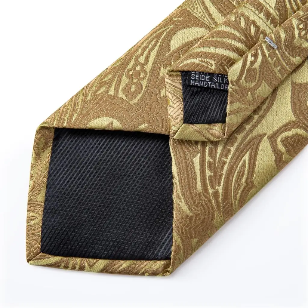 

Gift Men Tie Champagne Floral Silk Wedding Tie For Men Hanky Cufflink Fashion Business Tie Set DiBanGu Dropshipping MJ-7282
