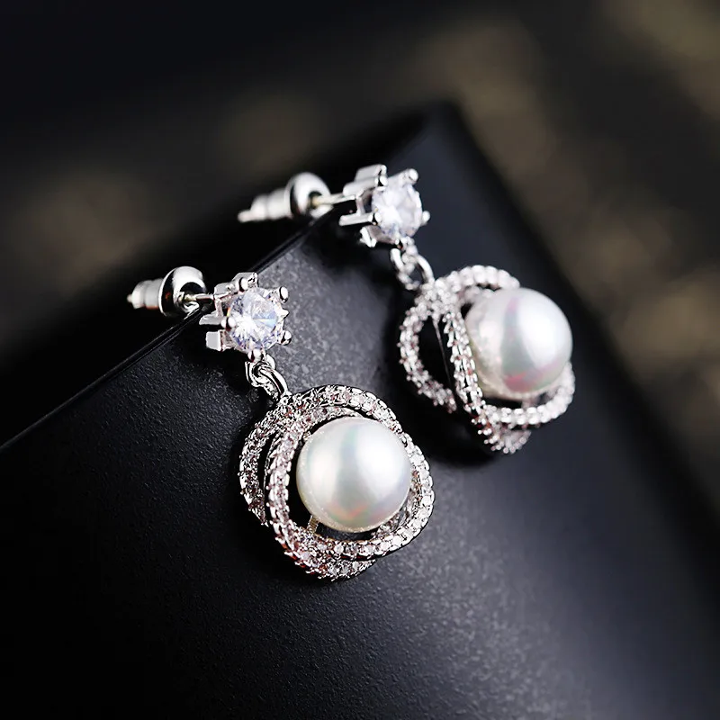 Роскошные золотые цветные свадебные серьги милые женские маленькие белые