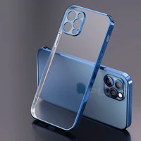 2022 new soft silicone luxury plating square frame matte phone case for iphone 11 12 pro max mini xr x xs 7 8 plus se cover
