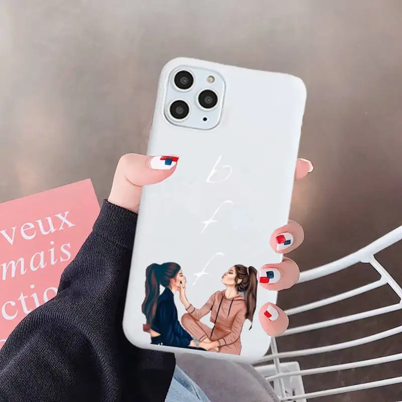 

Girls Bff Best Friends Forever Phone Case Candy Color for iPhone 6 7 8 11 12 s mini pro X XS XR MAX Plus