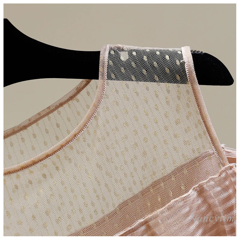 Irrégulière Maille Dentelle Couture Tricot Chemise Femmes Mode Élégant Hauts Sexy Dame Blusas Printemps été 2021 Nancylim