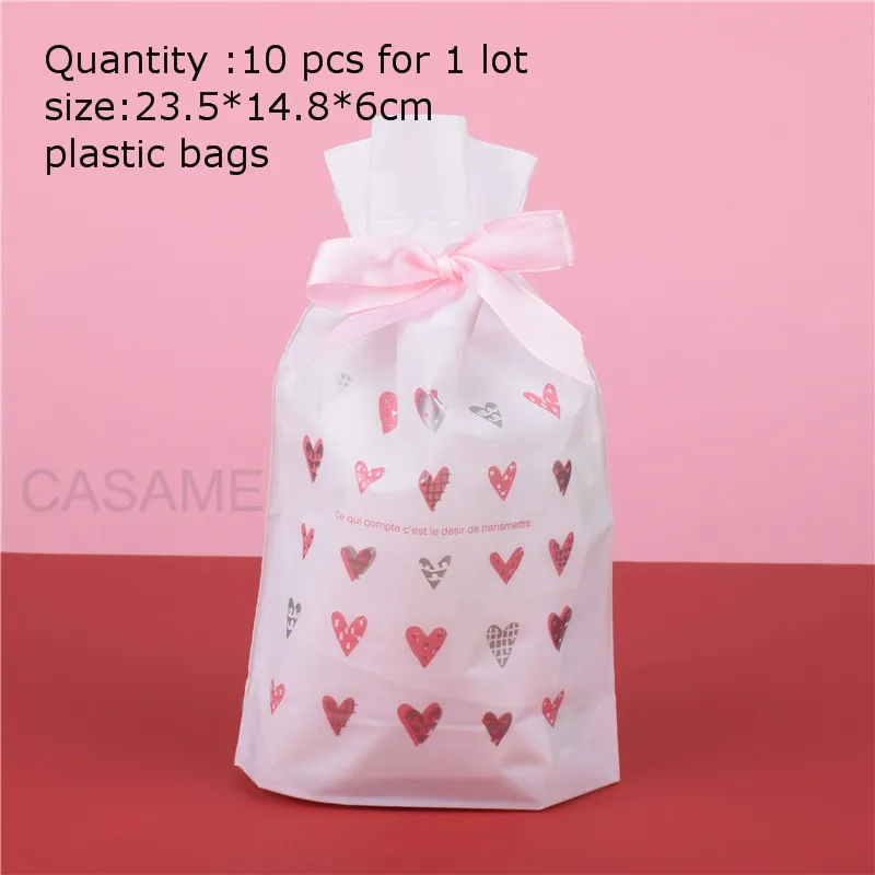 pink Heart ribbon Свадебный подарок для гостей пакет сумки печенья пакет подарки на праздник Декор упаковочные бумажные пакеты - Цвет: pink Heart ribbon