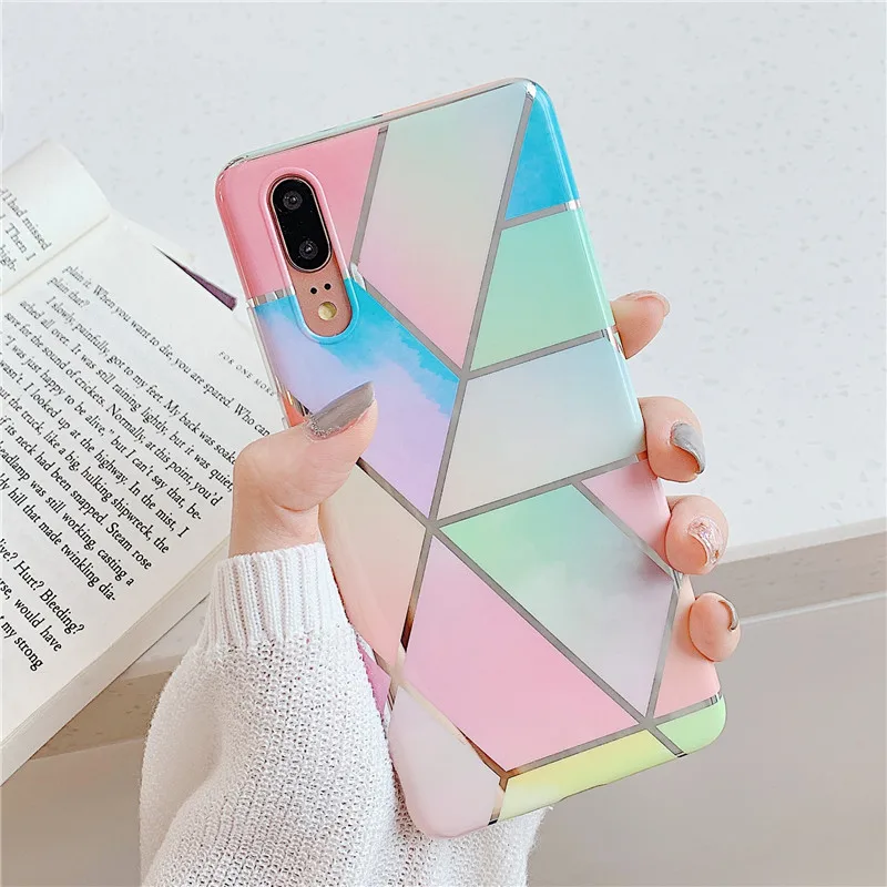 blue Блестящий золотой мраморный чехол для телефона huawei P20 Lite TPU чехол p20 pro Чехол для huawei p30 lite pro mate 20 pro Чехол для телефона - Цвет: blue