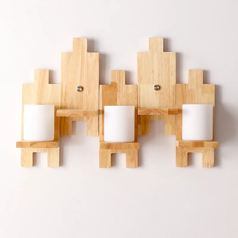 Simple Solid Wood Wall Lamp Creative Living Room Bedroom Bedside Aisle Lights | Лампы и освещение