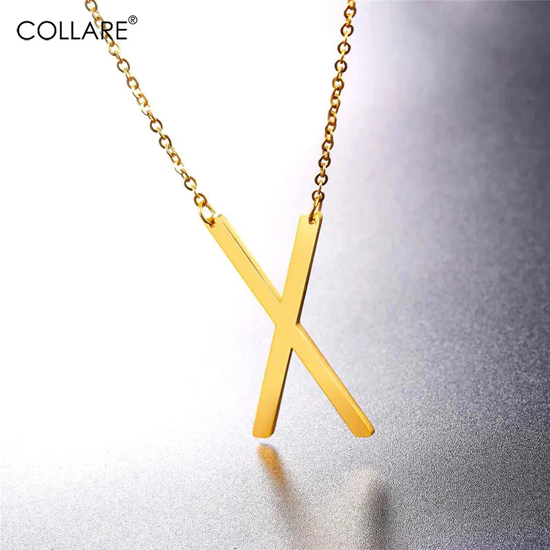 Ожерелье-чокер Collare N030 из нержавеющей стали с подвеской-буквой X | Украшения и
