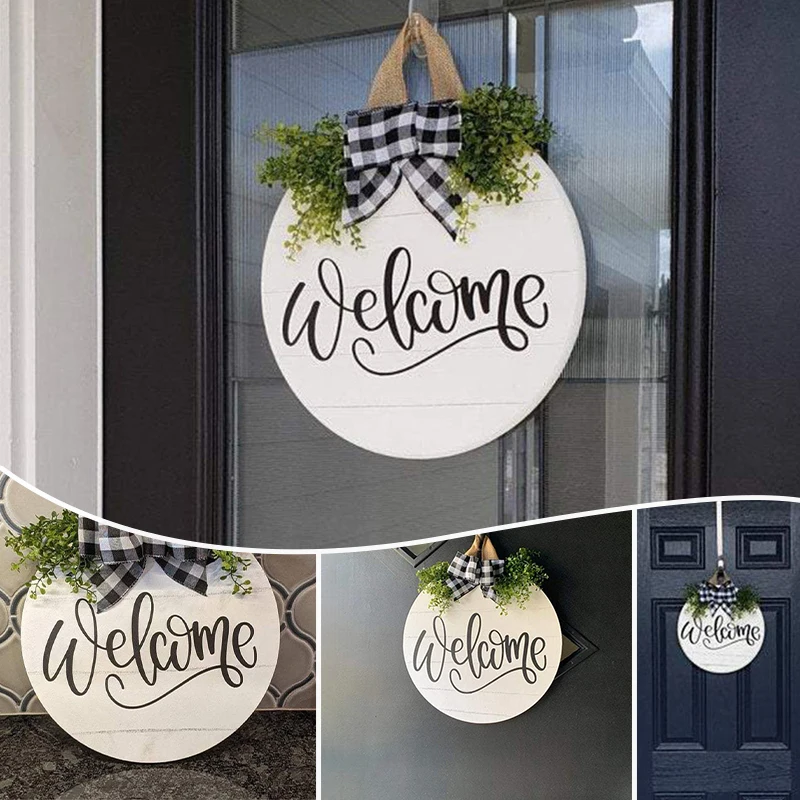 

Door Welcome Wreath PVC Plant Garland for Front Door Wedding Wall Home Decor ALS88