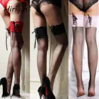 Сексуальные женские ажурные чулки с вырезом, Модные ажурные колготки до колена, колготки, женские сетчатые
