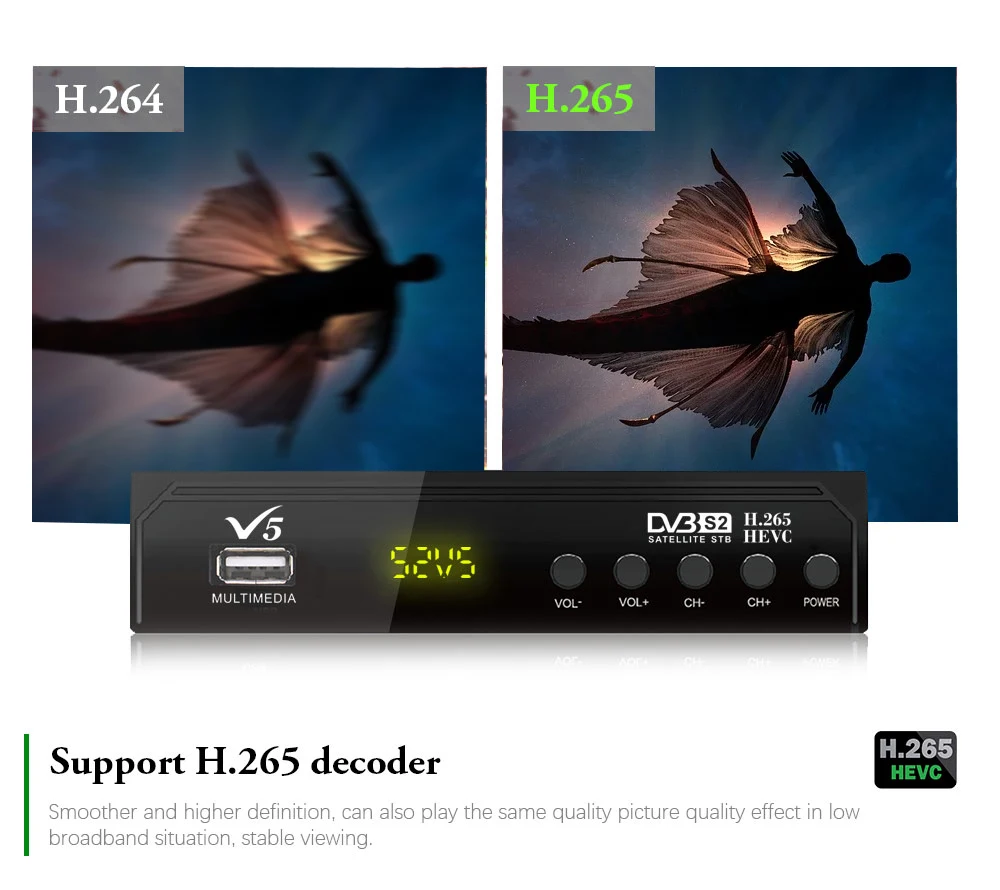 Vmade DVB S2 Full 1080P H.265 HEVC HD цифровой спутниковый ресивер ТВ тюнер Поддержка Youtube M3U