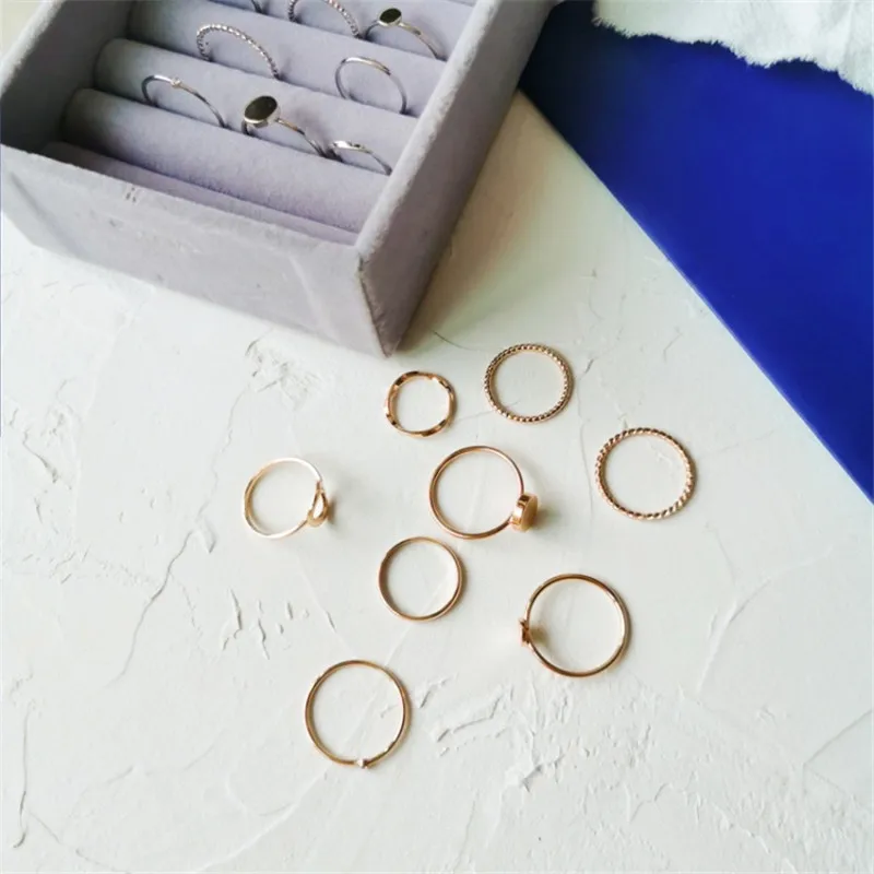 

Fashion creative personality trendy female hip-hop ring combination trendy fashion metal ring girlfriend gift