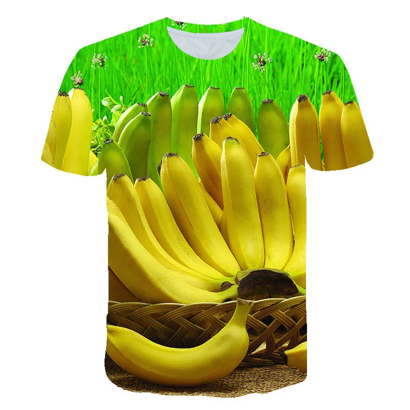 

2021 children's fashion casual T-shirt, boys and girls short sleeve 3D printing fruit design comfortable round neck top,