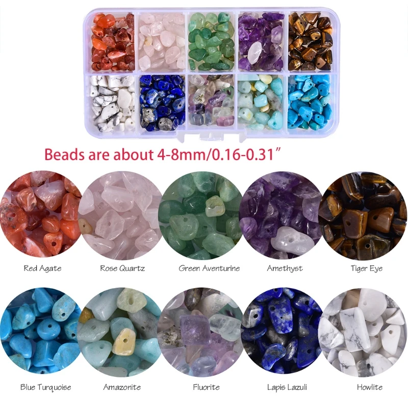 

10 Grids Chips Natural Gravel Beads Multi-use Gemstones Adult Homemade Supplies