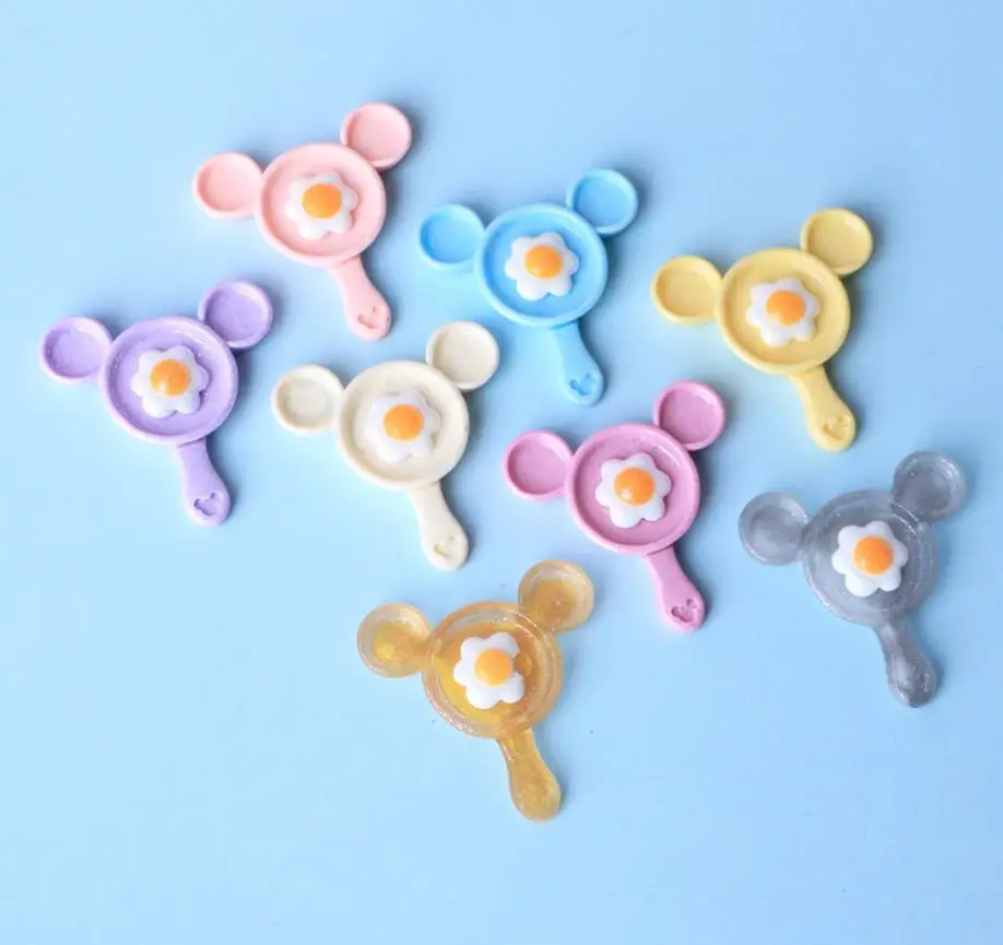 kawaii simulation cartoon pan fried eggs flatback resin cabochon dollhouse play toys diy scrapbooking accessories phone decor free global shipping