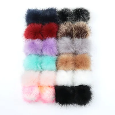 

24pcs/lot DIY Faux Raccoon Fur Pompoms Tassels for Women Kids Beanie Hats Caps Bags Keychain Fox Ball With Elastic Button 8/10cm