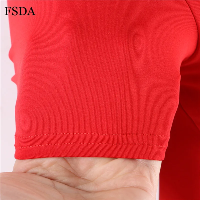 

FSDA Short Sleeve Square Collar Bodysuit Women Summer Black White Red Sexy Streetwear Party Body Top