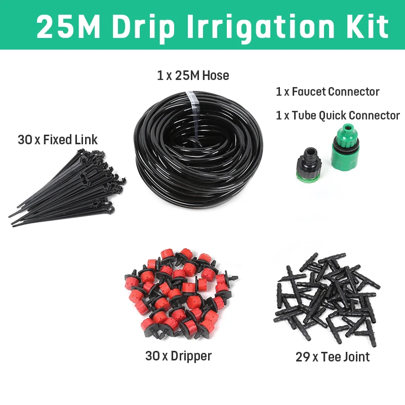 25M Drip Kit Умный автоматический интеллектуальный таймер полива контроллер орошения садовый инструмент капельная система автоматического полива спринклеры - Цвет: 25M Drip Kit