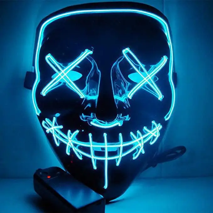 

Led Mask Halloween Party Masque Masquerade Masks Neon Maske Light Glow In The Dark Mascara Horror Maska Glowing Masker Purge