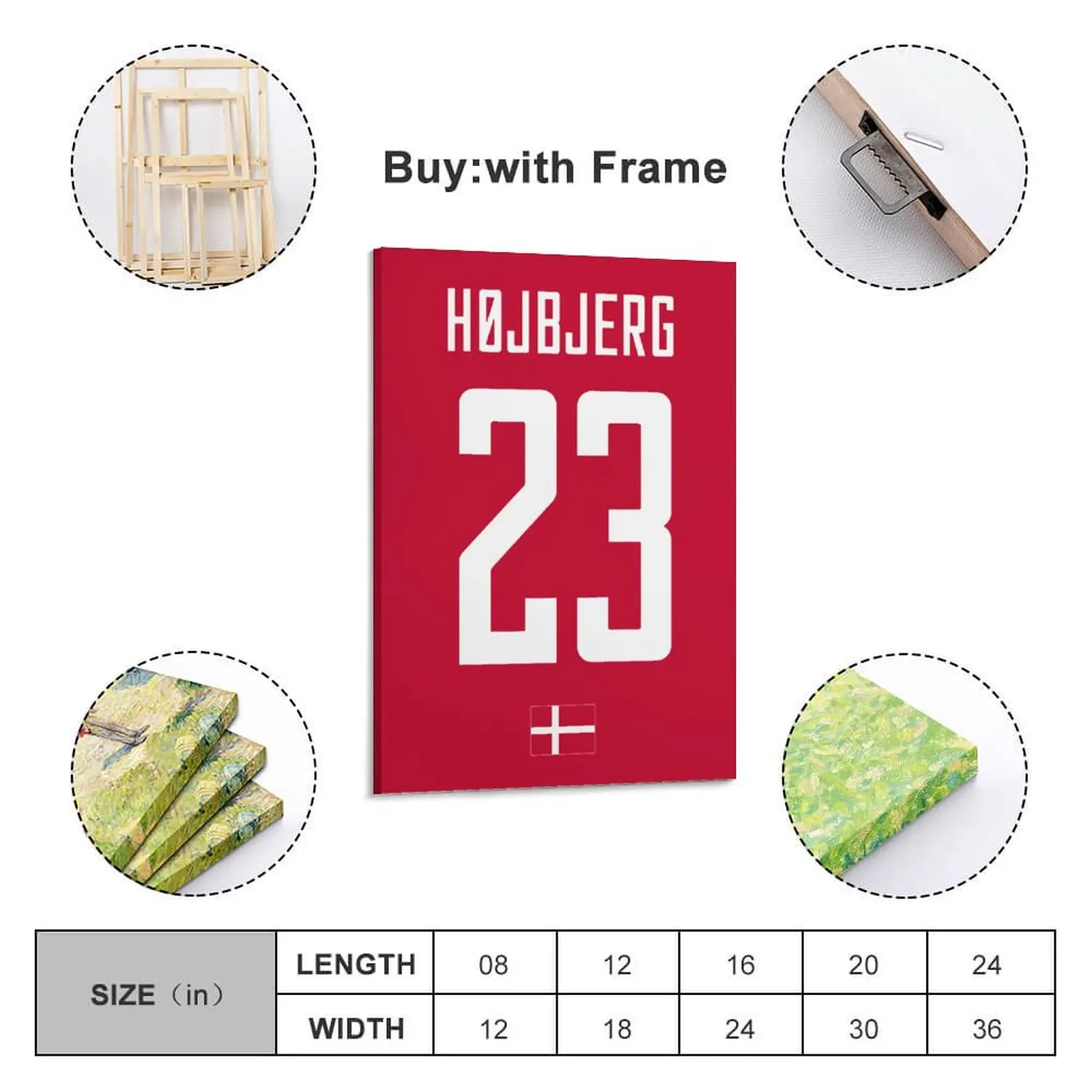 

Decor 23 Pierre Emile Hojbjerg Denmark Flag Print Painting Canvas Hang A Picture for Living Room Wall Room Posters With Frame Mo