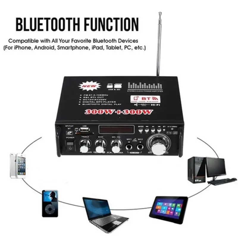 Усилитель для домашнего кинотеатра Bluetooth 4 0 Hi Fi стерео усилитель дома и