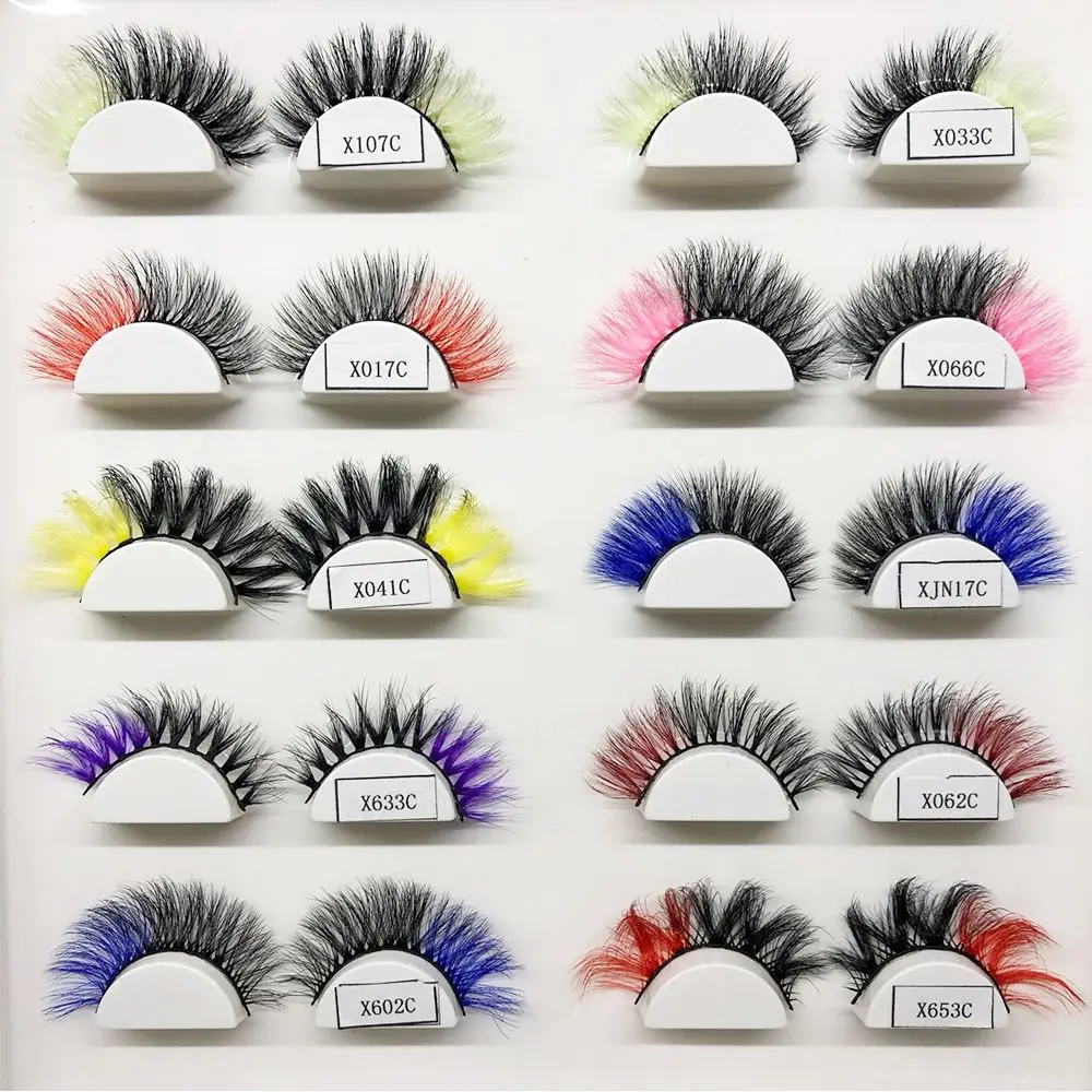 

1 Pair 3D False Lashes Natural Long Soft Wispy Fluffy Dramatic Eyelashes Handmade Colorful Fake Lash for Party Halloween Cosplay
