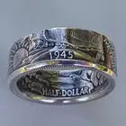 Ручной работы кольца-монеты Винтаж Морган полдоллара 1945 резные Соединенных Штатов Америки американское кольцо