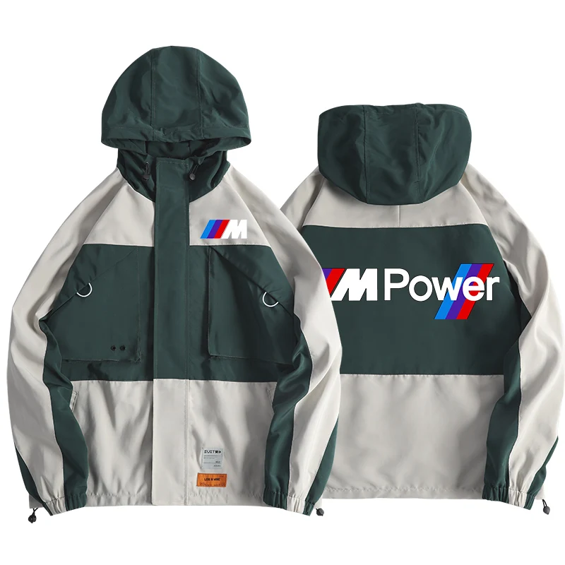 

Mens Fashion Jacket BMW M Power Outwear Windproof Waterproof New Men's Street Windbreaker Hoodie Zipper Thin Casual Star Coat