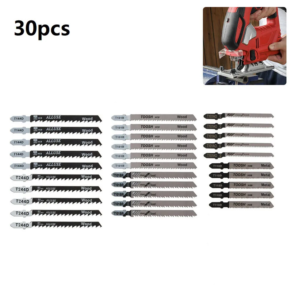 

30 PIECE ASSORTED UNIVERSAL JIG SAW BLADES PACK Jigsaw Wood Metal T-Shank