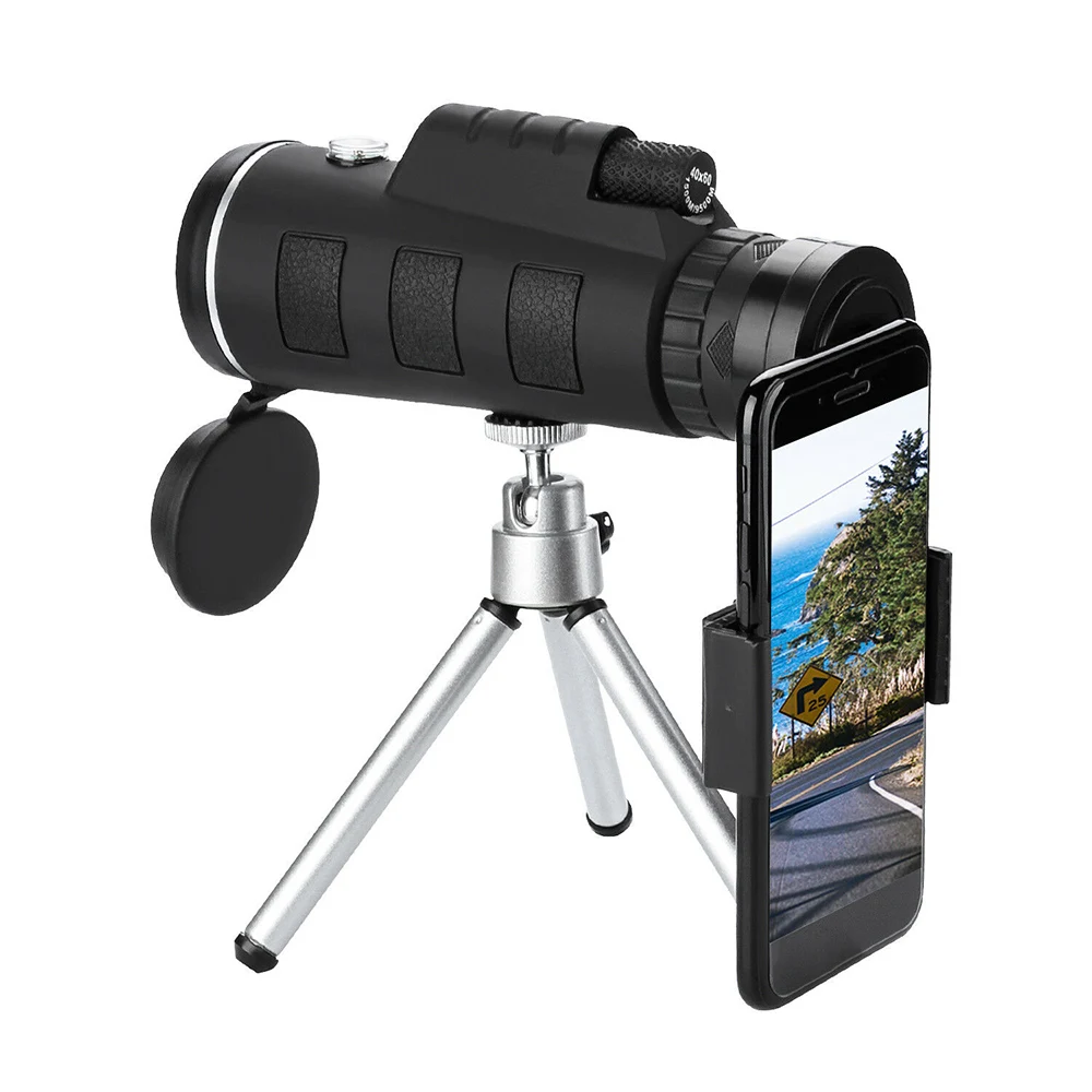 

40X60 Zoom Optical Lens Professional Monocular Telescope Compass + Tripod+ Clip Universal for Phone