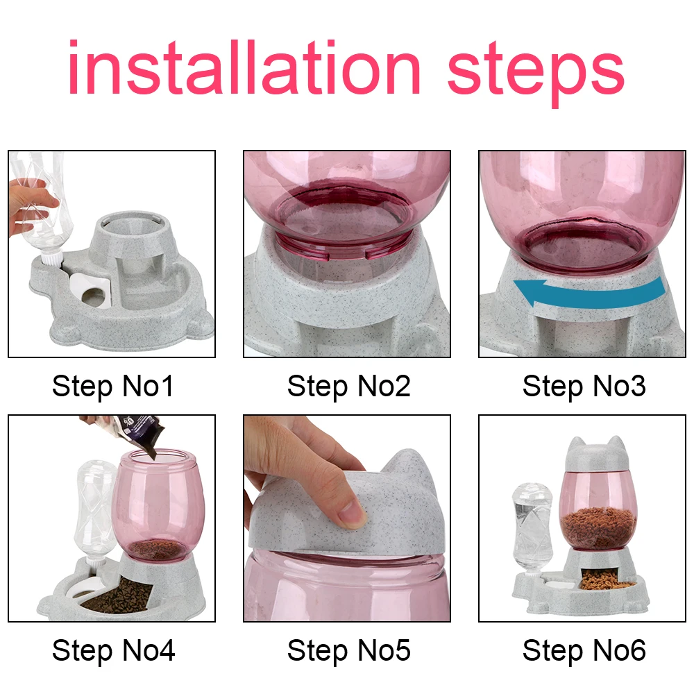 

Pet Feeding Container Water Source And Grain Two In One 2.2L Pet Dog And Cat Automatic Feeder With 528ml Water Bottle