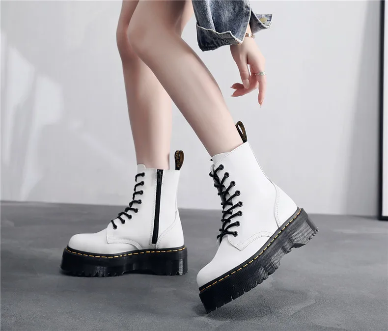 

2021new Coturno Men Martins Leather shoes High Top Fashion Winter Warm Snow shoes Dr. Motorcycle Boots black Couple Unisex boots