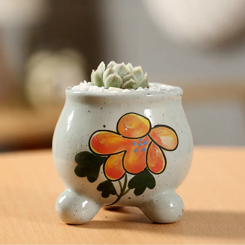 Горшок для суккулентов цветочный горшок ручной росписи миска с большим пальцем