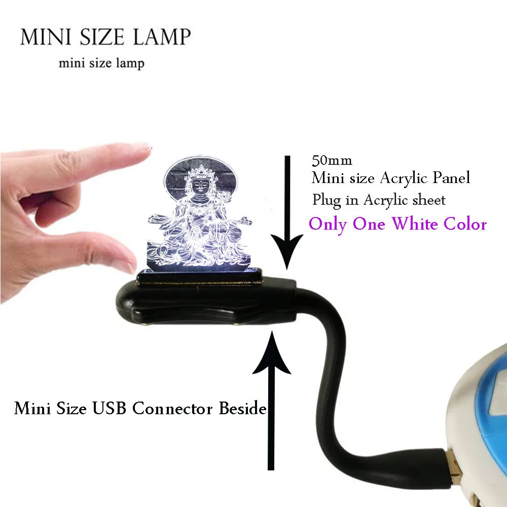 Mini USB Lamp Светодиодный ночник религиозные верования 3D популярная Avalokitesvara лампа Будды домашний декор трещина Иллюзия для настроения Лава праздник друг подарок - Испускаемый цвет: Mini USB Lamp