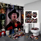 Занавеска для душа с 3D рисунком из фильмов ужасов, водонепроницаемая занавеска для ванной, Противоскользящий коврик для ванной, набор ковриков для туалета, ковер для дома 02
